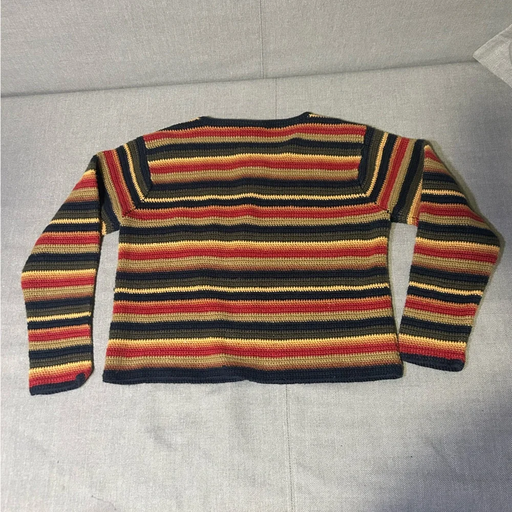 Vtg Multicolor Striped Women's Cardigan Sweater Small - Picture 8 of 9